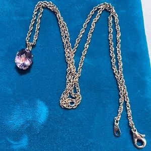 Vintage 1.5 Carat Oval Amethyst Necklace Pendant in Gold Setting